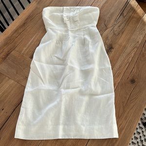 Jcrew Strapless White Linen Dress Size 0
